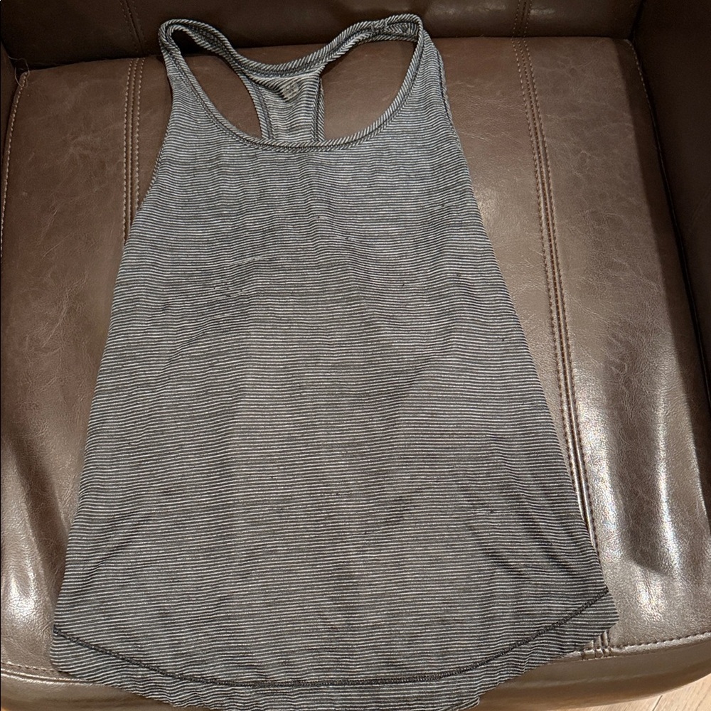 Lululemon black and white striped sheer tank. Womens size 6